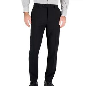 NWT Van Heusen Talon Dress Pants Men's 44x32 Black Polyester Rayon Blend